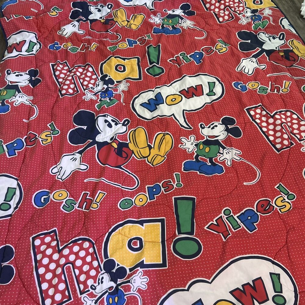 Twin Vtg Mickey Mouse Disney Brand Reversable  Comforters  82x61